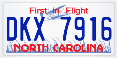 NC license plate DKX7916