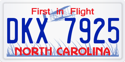 NC license plate DKX7925