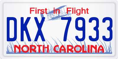 NC license plate DKX7933