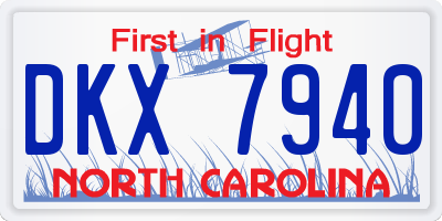 NC license plate DKX7940
