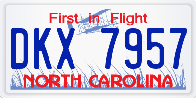 NC license plate DKX7957
