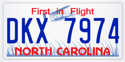 NC license plate DKX7974