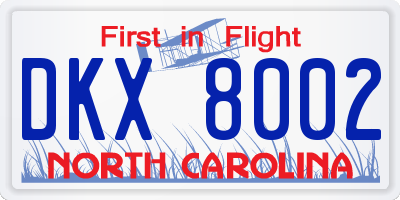 NC license plate DKX8002