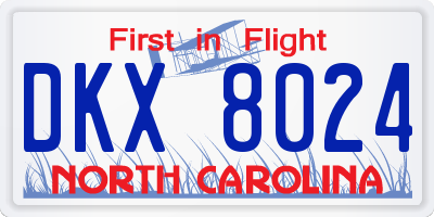 NC license plate DKX8024