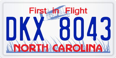 NC license plate DKX8043