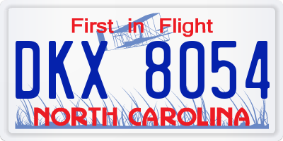 NC license plate DKX8054