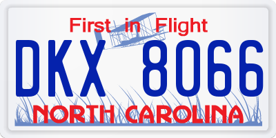 NC license plate DKX8066