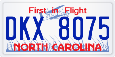 NC license plate DKX8075