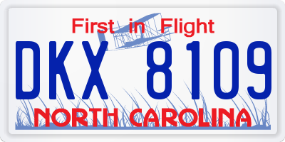 NC license plate DKX8109
