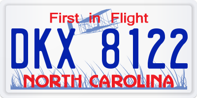 NC license plate DKX8122
