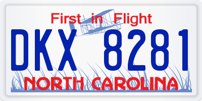 NC license plate DKX8281