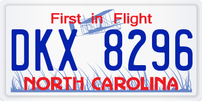 NC license plate DKX8296
