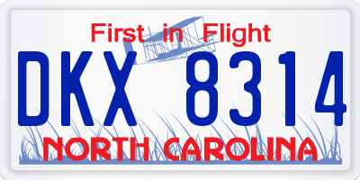 NC license plate DKX8314