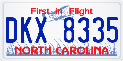 NC license plate DKX8335