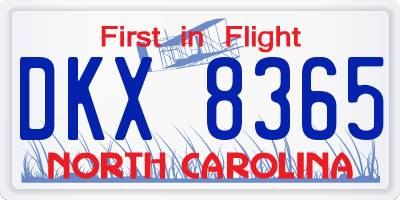 NC license plate DKX8365