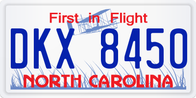 NC license plate DKX8450
