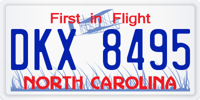 NC license plate DKX8495