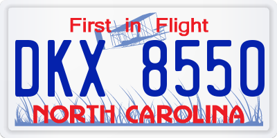NC license plate DKX8550