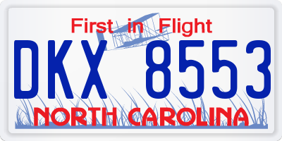 NC license plate DKX8553
