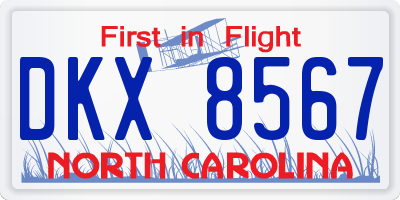 NC license plate DKX8567