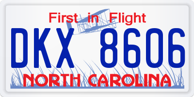 NC license plate DKX8606