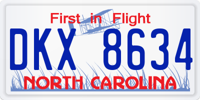 NC license plate DKX8634