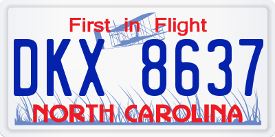 NC license plate DKX8637