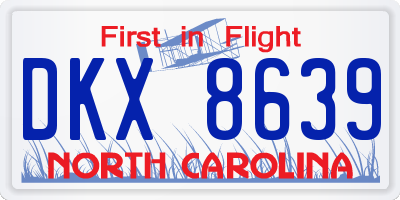 NC license plate DKX8639