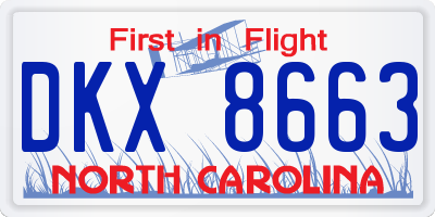 NC license plate DKX8663