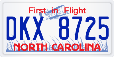 NC license plate DKX8725