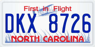 NC license plate DKX8726