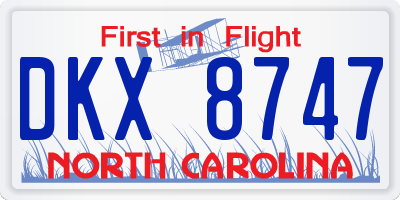 NC license plate DKX8747