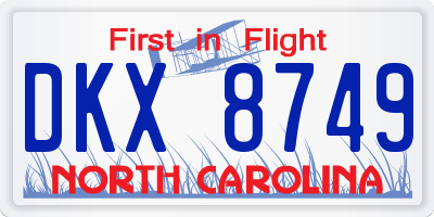 NC license plate DKX8749