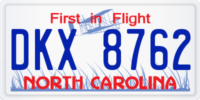 NC license plate DKX8762