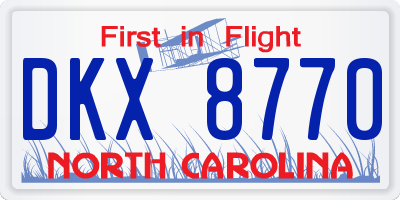 NC license plate DKX8770