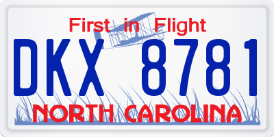 NC license plate DKX8781