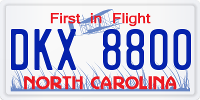 NC license plate DKX8800