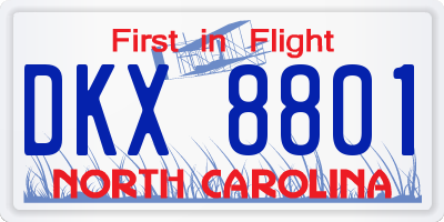 NC license plate DKX8801