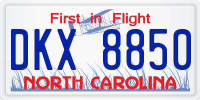 NC license plate DKX8850