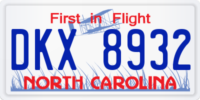 NC license plate DKX8932