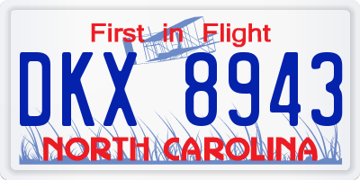 NC license plate DKX8943