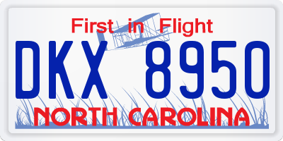NC license plate DKX8950