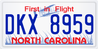 NC license plate DKX8959