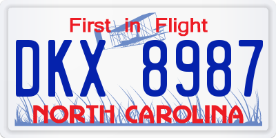 NC license plate DKX8987