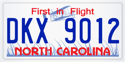 NC license plate DKX9012