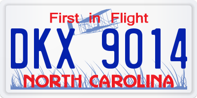 NC license plate DKX9014