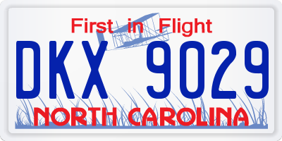 NC license plate DKX9029