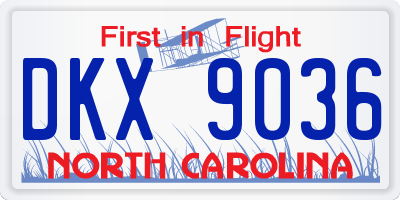 NC license plate DKX9036