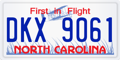 NC license plate DKX9061