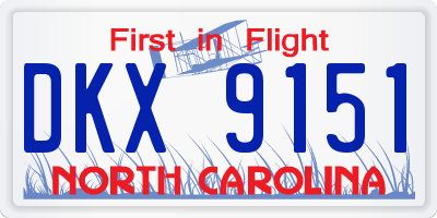 NC license plate DKX9151